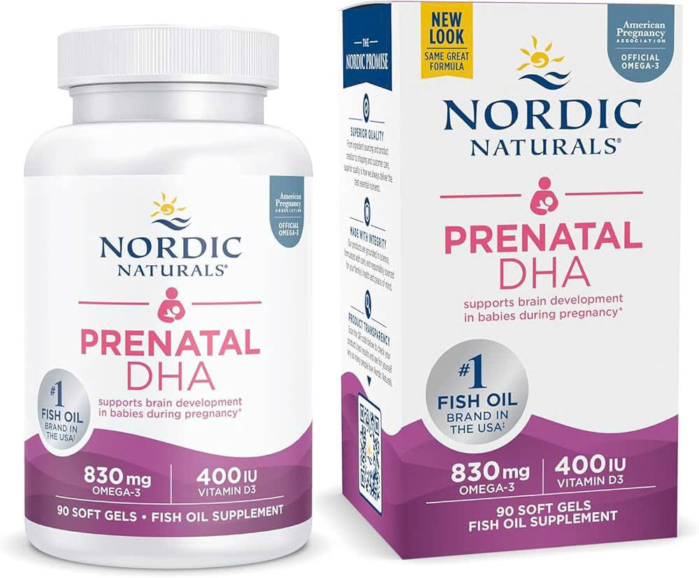 Dầu cá Nordic Prenatal DHA cho mẹ bầu mẹ cho con bú không hương vị hộp 90 viên