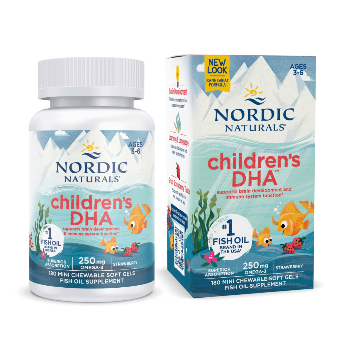 Dầu cá Nordic dạng viên hàm lượng 250mg 90 viên cho bé từ 3 tuổi