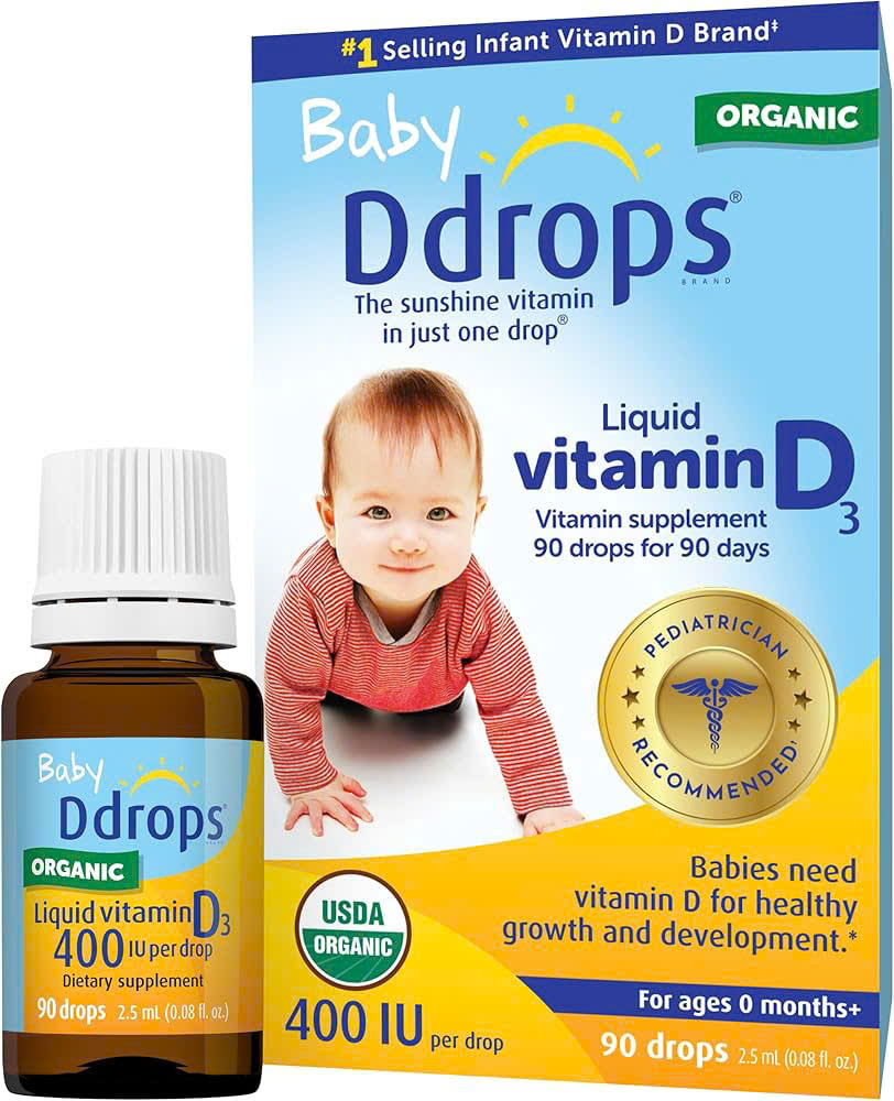 Vitamin D Drops 400IU hữu cơ hộp xanh cho bé 0-12 tháng hộp 90 giọt