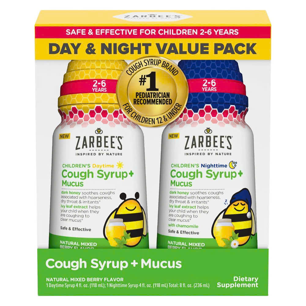 Siro giảm ho Zarbee’s Naturals set 2 chai ngày/ đêm cho bé 2-6 tuổi